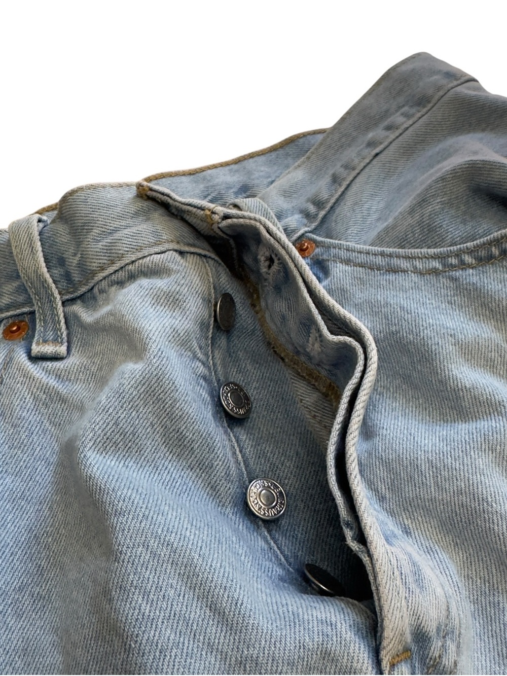 Levis Premium 501 Big E Cropped Jeans Womens 30 Light Wash Straight Leg Denim - Picture 6 of 15